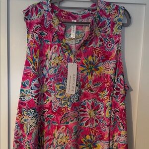 Colorful Floral Sleeveless Blouse